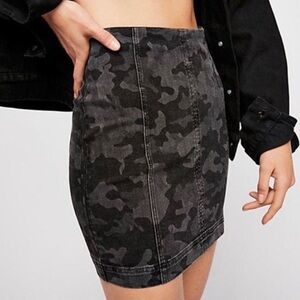 Free People Modern Femme Black Camo Mini Skirt